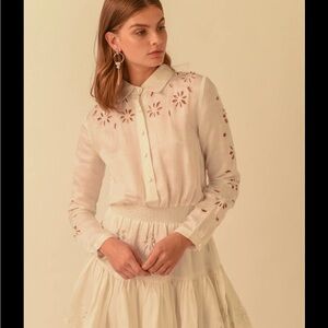 MOVING SALE Karina Grimaldi White Eyelet Button-Up Dress